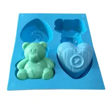 Силиконовая форма в форме медведя сердца формы для мыла ручной