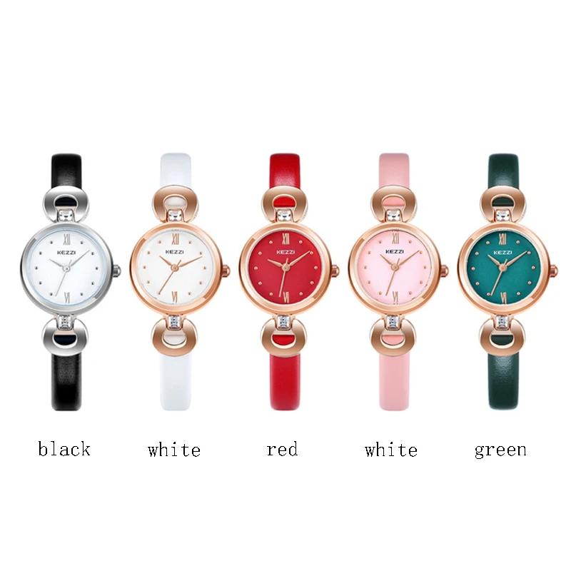 Бренд Kezzi, ультра тонкие кварцевые часы для женщин, простой маленький циферблат, кожаные Наручные часы, роскошные женские водонепроницаемые часы, Reloj Hombre