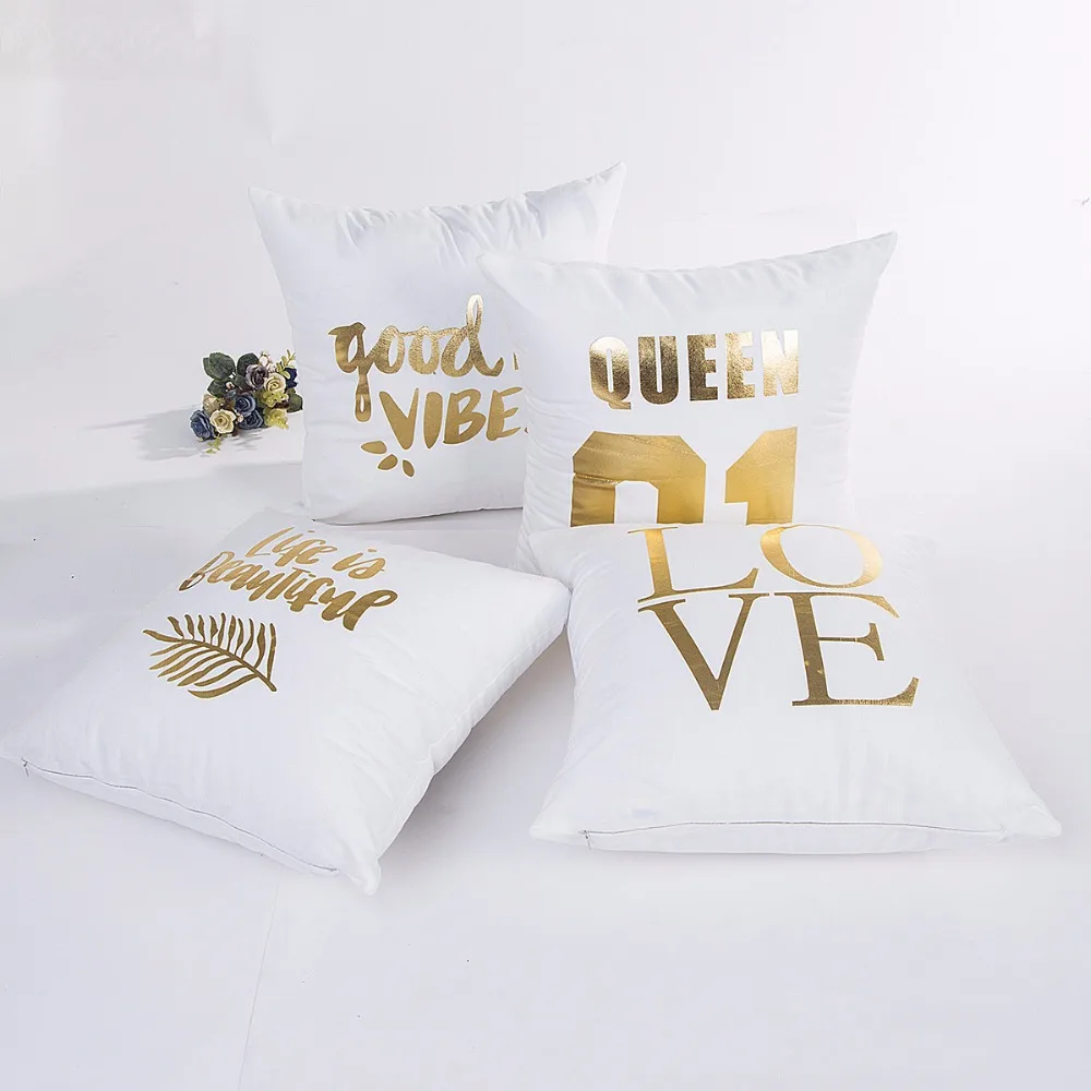 

2019 Bronzing Pillowcase Cover Pillow simple Art number pattern black white gold mix color Bedroom Home Decorative