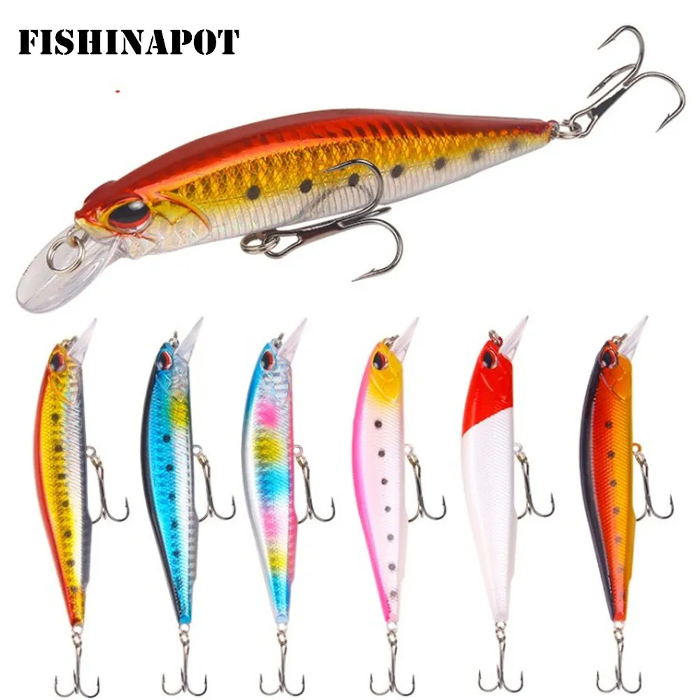  FISHINAPOT 1PCS 14g/11cm Minnow Fishing Lure Crankbait ABS Artificial Hard Swim Bait For Bass Carp 