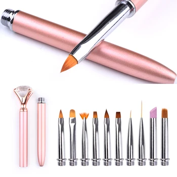 

10 in 1 Rhinestone Acrylic Painting Brush Set Nail Polish Handle Brush Nail Art Drawing Liner Flower Dotting Pen Manicure Kit