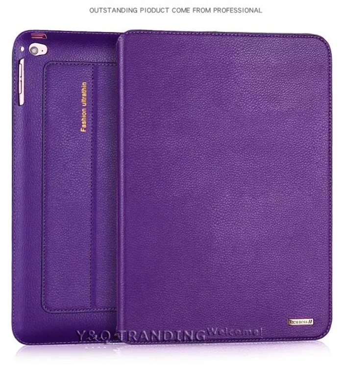 Ultrathin Cowhide Genuine Leather Case for Apple iPad Real Leather Business Stand Smart Cover for iPad (3)