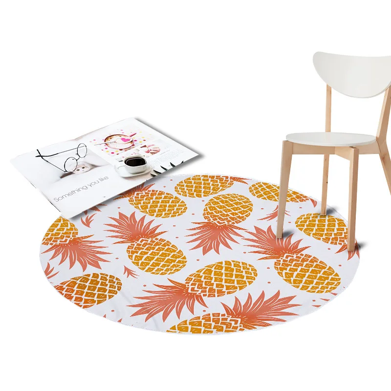 Pineapple Printed Coral Velvet Chair Floor Mats Round Carpets for Living Room Kids Bedroom Play Area Outdoor Rugs Home Textile Pineapple Printed Coral Velvet Chair Floor Mats Round Carpets for Living Room Kids Bedroom Play Area Outdoor Rugs Home Textile
