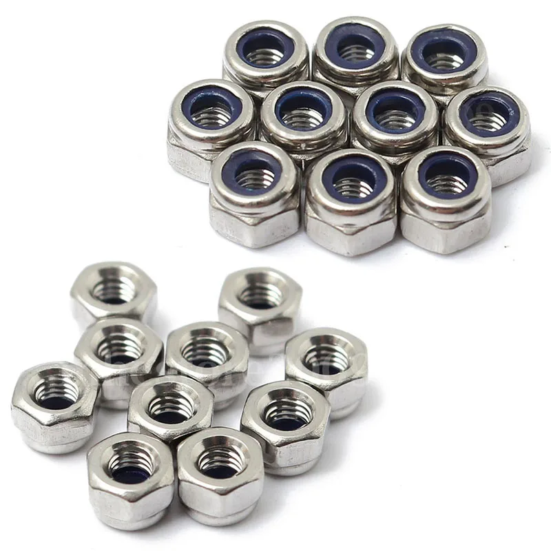 M3 3mm Stainless Steel Nylon Screw Lock Hex Nut Insert Locking Nuts hexagon nuts nylon lock nut locking nuts 100Pcs