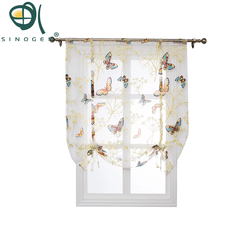 

Sinogem tulle fabrics short curtains short kitchen curtains roman blinds butterfly design window treatments sheer curtain modern