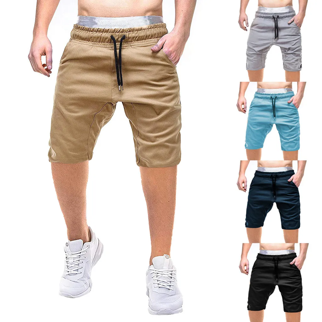 Мужские шорты Карго брендовые Модные мужские повседневные однотонные комбинезоны с карманами ветрозащитные шорты, короткие брюки