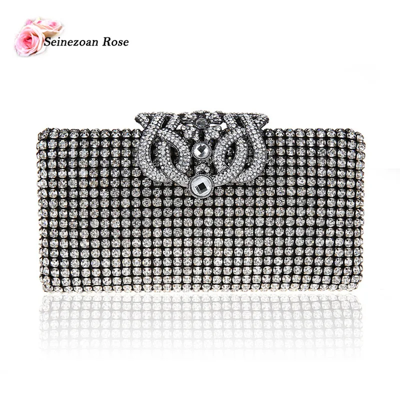 

2016 Luxury Women Crown Handbags Ladies Rhinestone Flap Clutch Bags Party Wedding Bags Purses Small Shoulder Messenger Bags Box