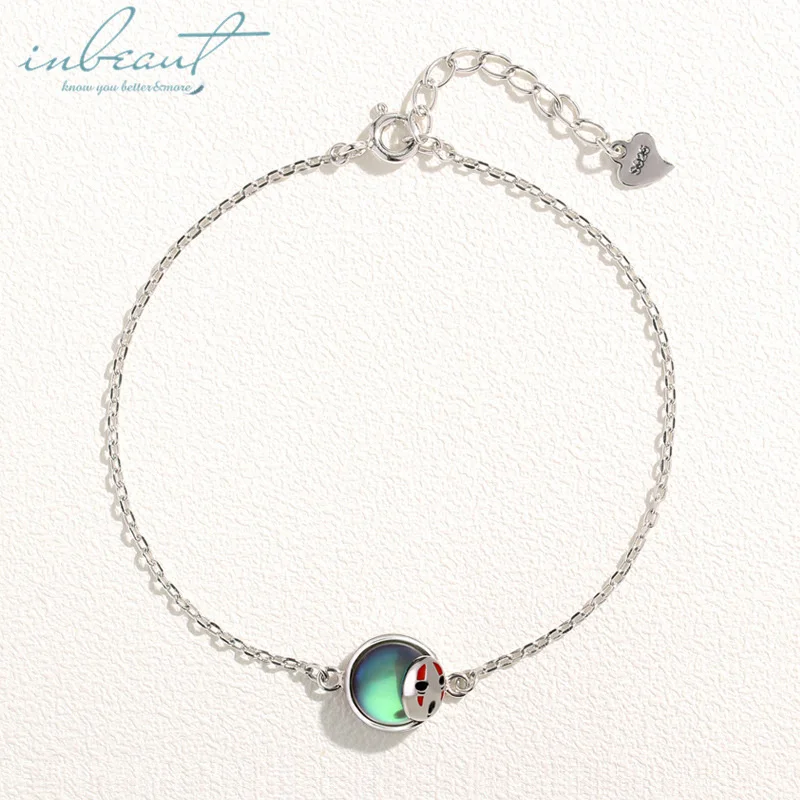 

inbeaut Silver Character Face Bracelet Colorful Halo Crystal S925 Chain for Women Original Design Jewelry Teen Girls Gift