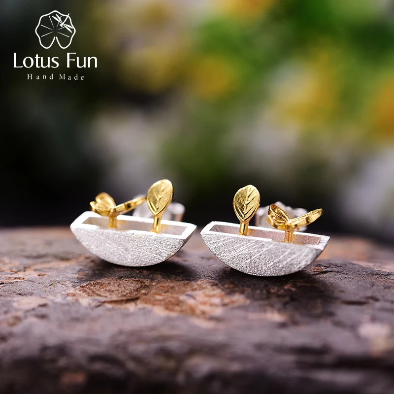 Lotus весело Настоящее стерлингового серебра 925 природных Стиль творческий ручной