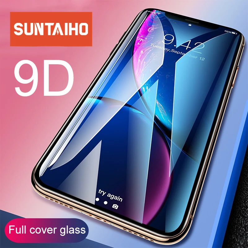 Suntaiho 9D Full coverage protective glass for iPhone Xr Xs Xs Max glass Screen Protector Glass on The For iPhone X 7 8 6 6sPlus Suntaiho 9D Full coverage protective glass for iPhone Xr Xs Xs Max glass Screen Protector Glass on The For iPhone X 7 8 6 6sPlus