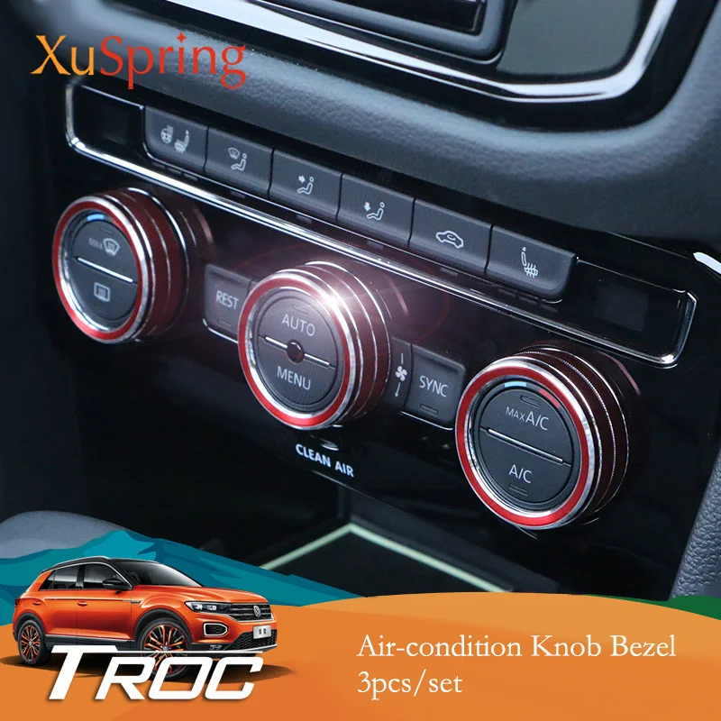Car Air condition Adjustment Knob Button Switch Bezel Cover Trim Garnish Sticker Styling For VW T