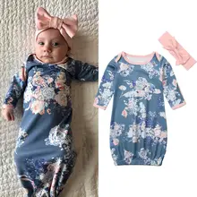 Хлопковое милое Пеленальное муслиновое одеяло для новорожденных девочек и мальчиков, детское цветочное одеяло для завёртывания для пеленания+ повязка на голову