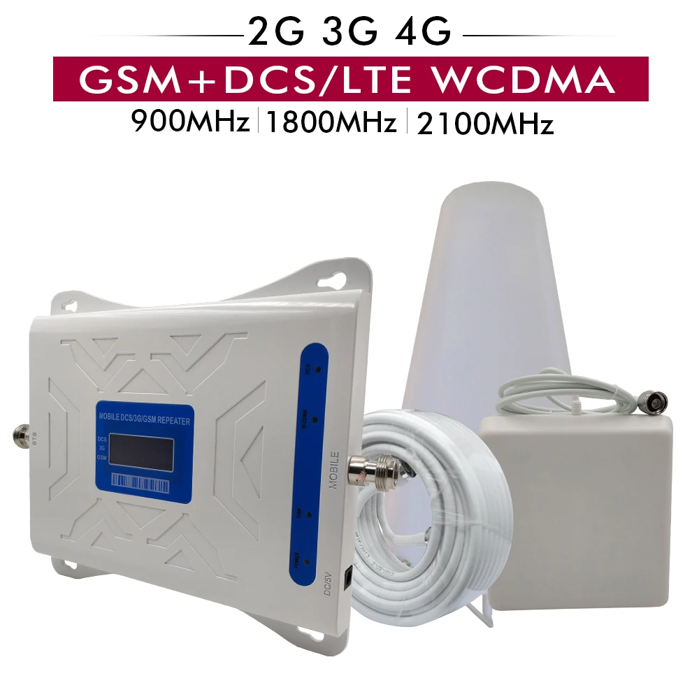 2G 3g 4G трехдиапазонный усилитель GSM 900 + DCS/LTE 1800 WCDMA/UMTS 2100 сигнала сотового телефона