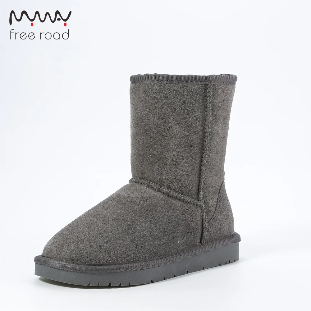 

Men Snow Boots Cow Suede Leather No-slip Warm Winter Shoes For Men High Quality Mid-calf Boots