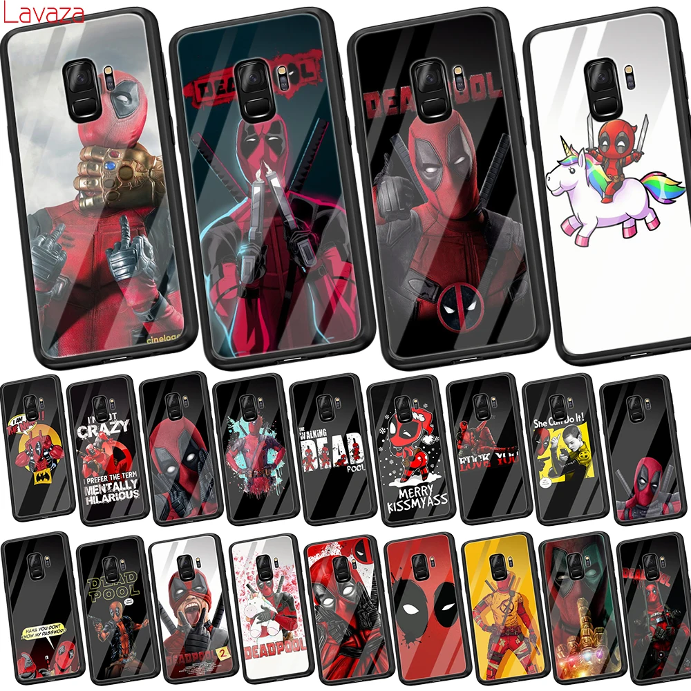 

Lavaza Marvel deed pool Deadpool Anime Tempered Glass Soft Case for Samsung Galaxy Note 8 9 A30 A50 A70 S8 S9 S10 Plus Cover