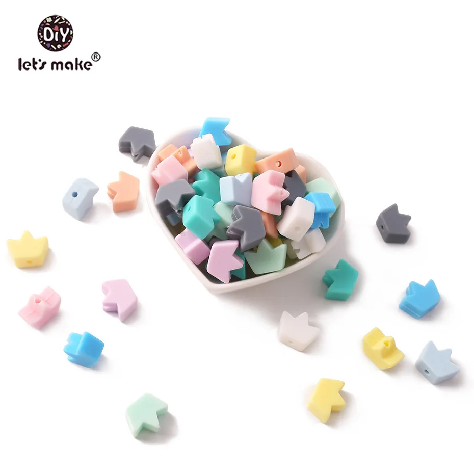 

Let's Make Baby Teether 20pc Mini Crown Perle Silicone Beads DIY Baby Feeding Nurse Necklace Crafts Accessories Teething Toys