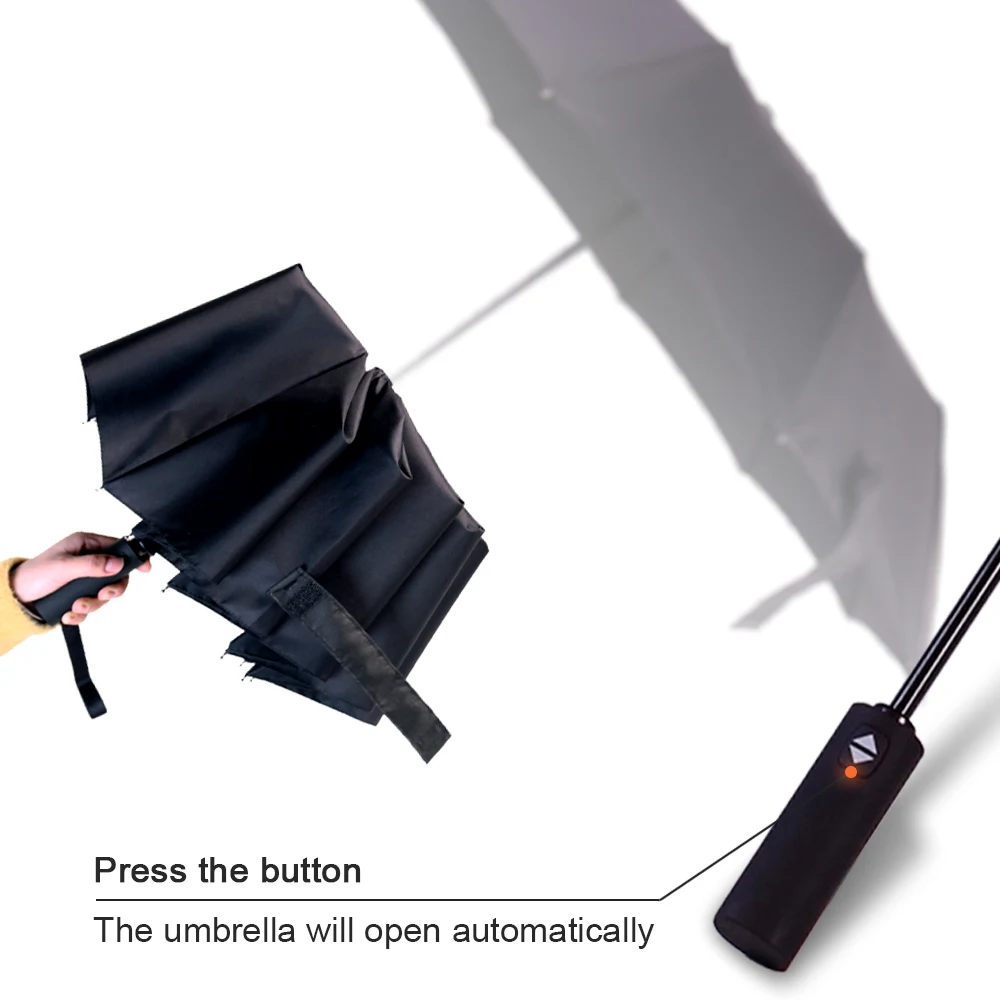 Price LGJFOTSUNCY Three Folding Automatic Strong Umbrella With 12 Ribs For Men Women Rainy Sunny Business Portable Umbrella