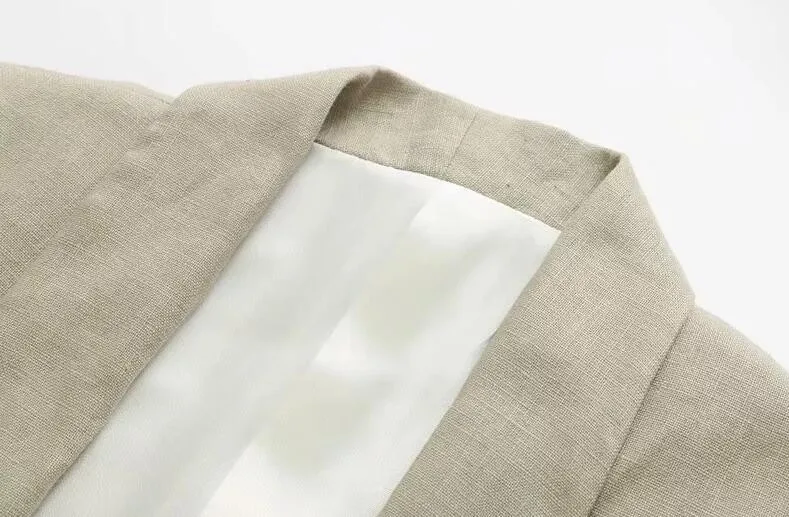 remarkable  Leisure Linen Suit Jacket Office Lady Small Suit Solid Color Loose Cardigan Coat Thin Jacket Women 