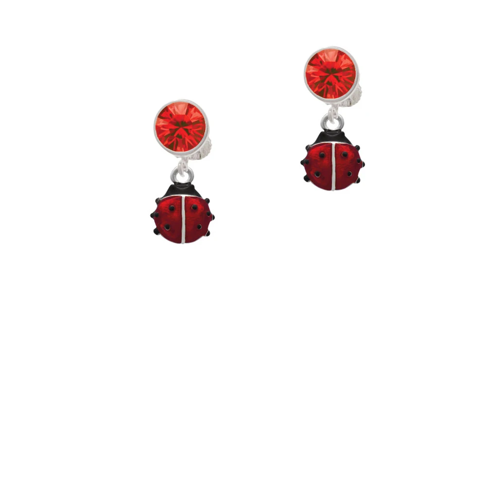 Mini Red Translucent Ladybug Crystal Clip On Earrings (4)
