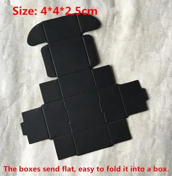 

100pcs/lot-4*4*2.5cm Small Size Black Paper Crafts Boxes Event Party Wedding Gift Aircraft Cardboard Package Boxes