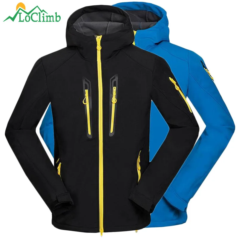 Loclimb Waterproof Fleece Softshell Hiking Jackets Men Winter Trekking