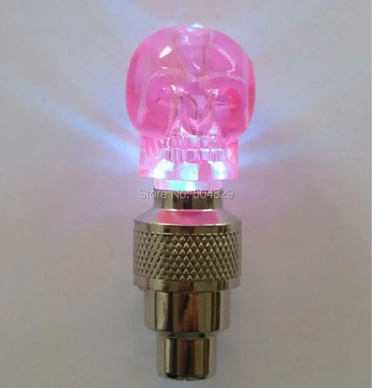 Top Wholesale 1000pcs/lot bicycle Tire Valves caps LED light Skull bike lamp 4 colors to  choose 2
