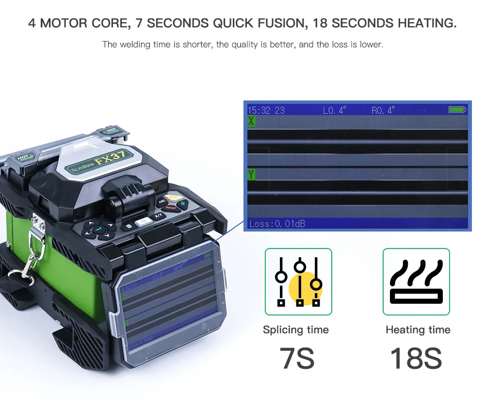 FTTH машина для сращивания оптического волокна KOMSHINE FX37 Оптического Волокна Fusion Splicer сварочный аппарат с Кливер KF-52, как Fujikura