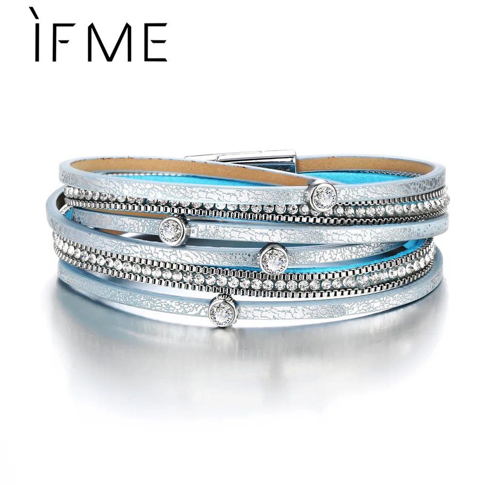 IF ME Bohemian Multiple Layers Leather Bracelets for Women Men Charms