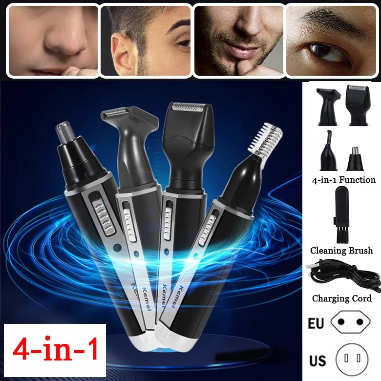 

1set 4-in-1 Men Nose Hair Trimmer Beard Shaver Sideburns Cutter Eyebrow Shaping Device Rechargeable Trimmer Beard Shaver