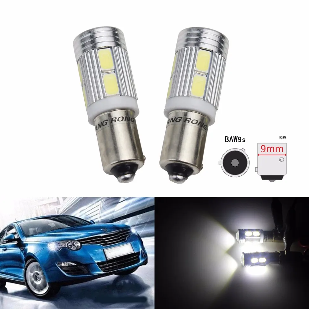 

ANGRONG 2x Auto HY21W BAW9s 12146 LED Light 10SMD 5630 LED Indicator Reverse Turn Signal Light Bulbs Xenon White 6000K