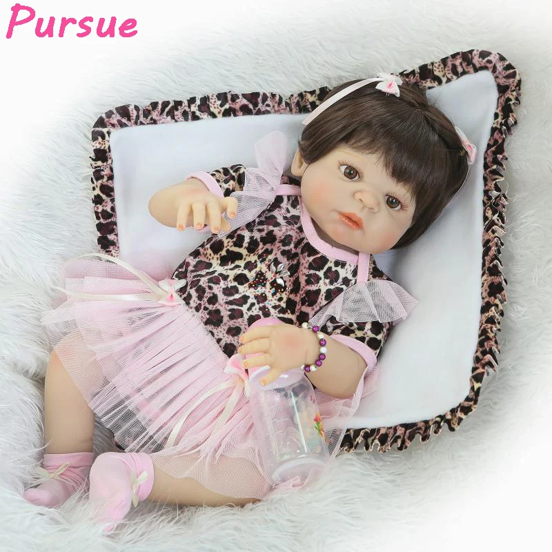 

Pursue 22"/57cm Doll Baby Real Reborn Babies Full Silicone Body Baby Dolls Girl bonecas reborn bebe reborn com corpo de silicone