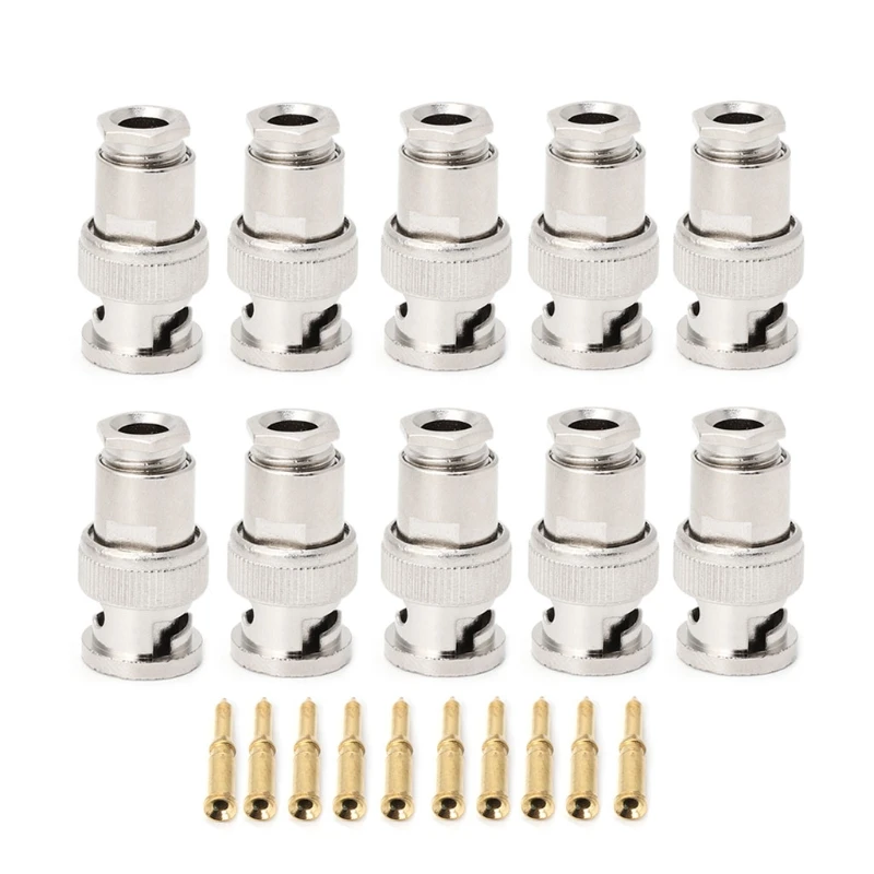 

10Pcs/Set RG58 BNC Male Plug For CCTV Security Coax Coupler Video BNC Connector