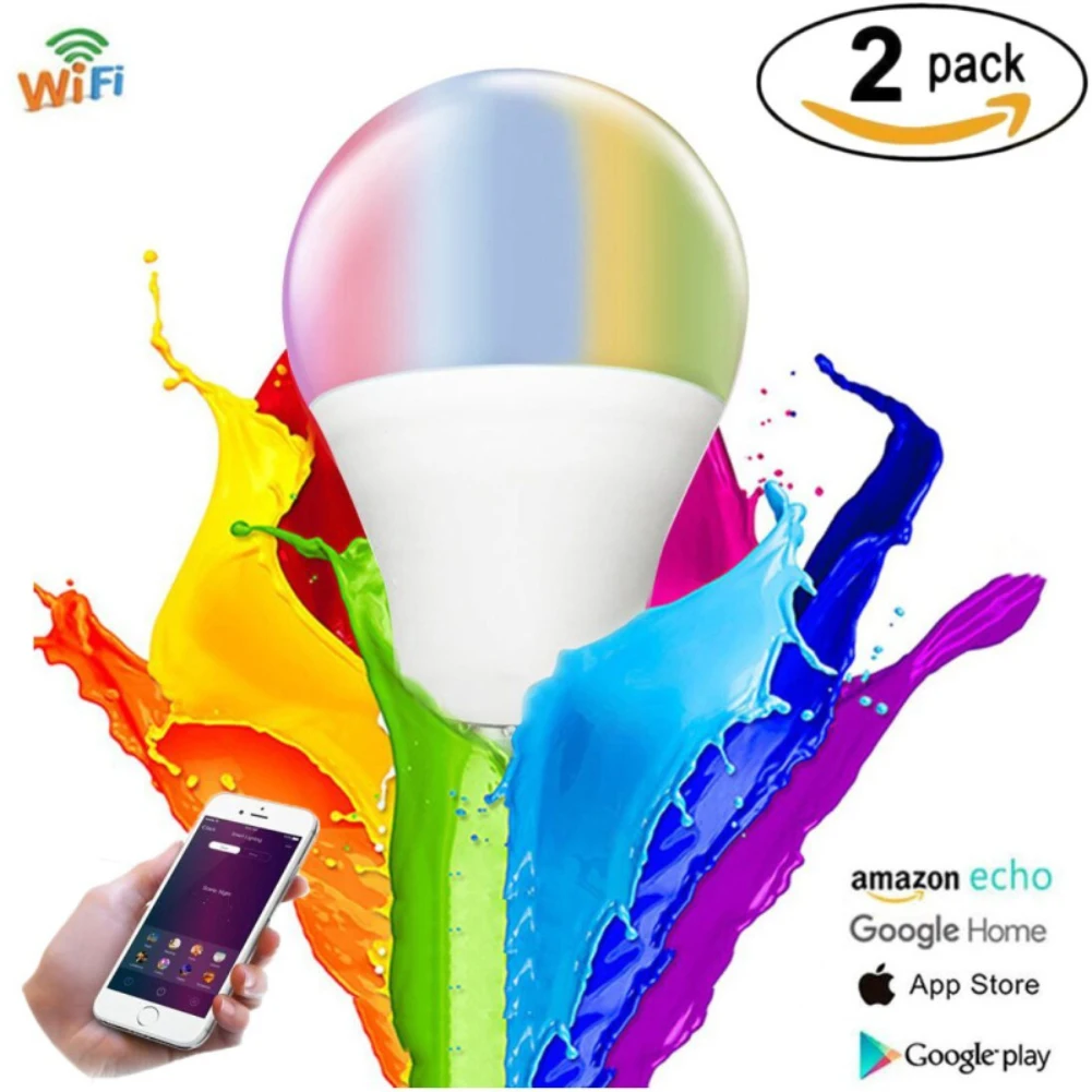 

Cellphone WiFi Voice Control RGB Energy Saving Dimming LED Bulb Multicolor Smart Light Bulbs 11W Compatible led bulb e27 110v
