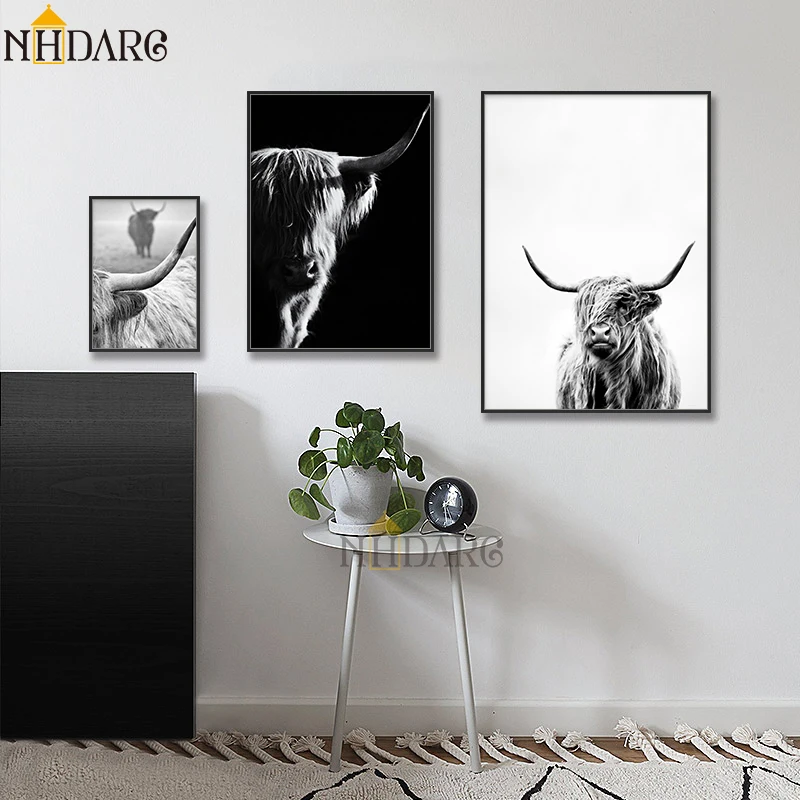Highland Корова картина на стену, полотно, плакаты с живописью и принты крупного рогатого скота, Nordic быков настенные картины для комнаты украшения скандинавский Як