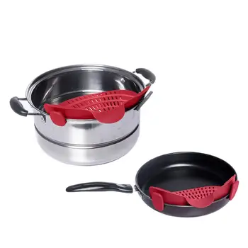 

Household Clip On Silicone Strainer Kitchen Creative Noodle Filter Leak-Proof Baffle Inverted Vegetable Drainer