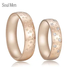 Розовое золото цвет влюбленных CZ Пара Колец 316L нержавеющая сталь обручальное кольцо спиральные украшения 6 мм для мужчин и женщин
