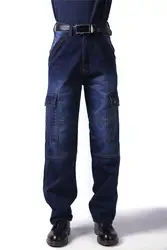 Свободные штаны для бега уличная джинсы с карманами мужские 2019 синие военные мужские джинсовые комбинезоны хип-хоп джинсы Hombre Большие