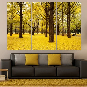 

3 panel Hot Sell Modern Autumn Maple Road Home Decorative Art Picture Paint on Canvas printing no frame