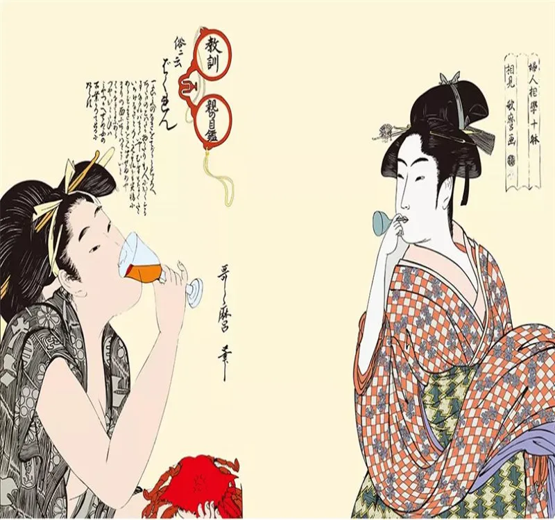 Custom wallpaper classical aesthetic female figure Japanese lady figure background wall decoration waterproof material Custom wallpaper classical aesthetic female figure Japanese lady figure background wall decoration waterproof material