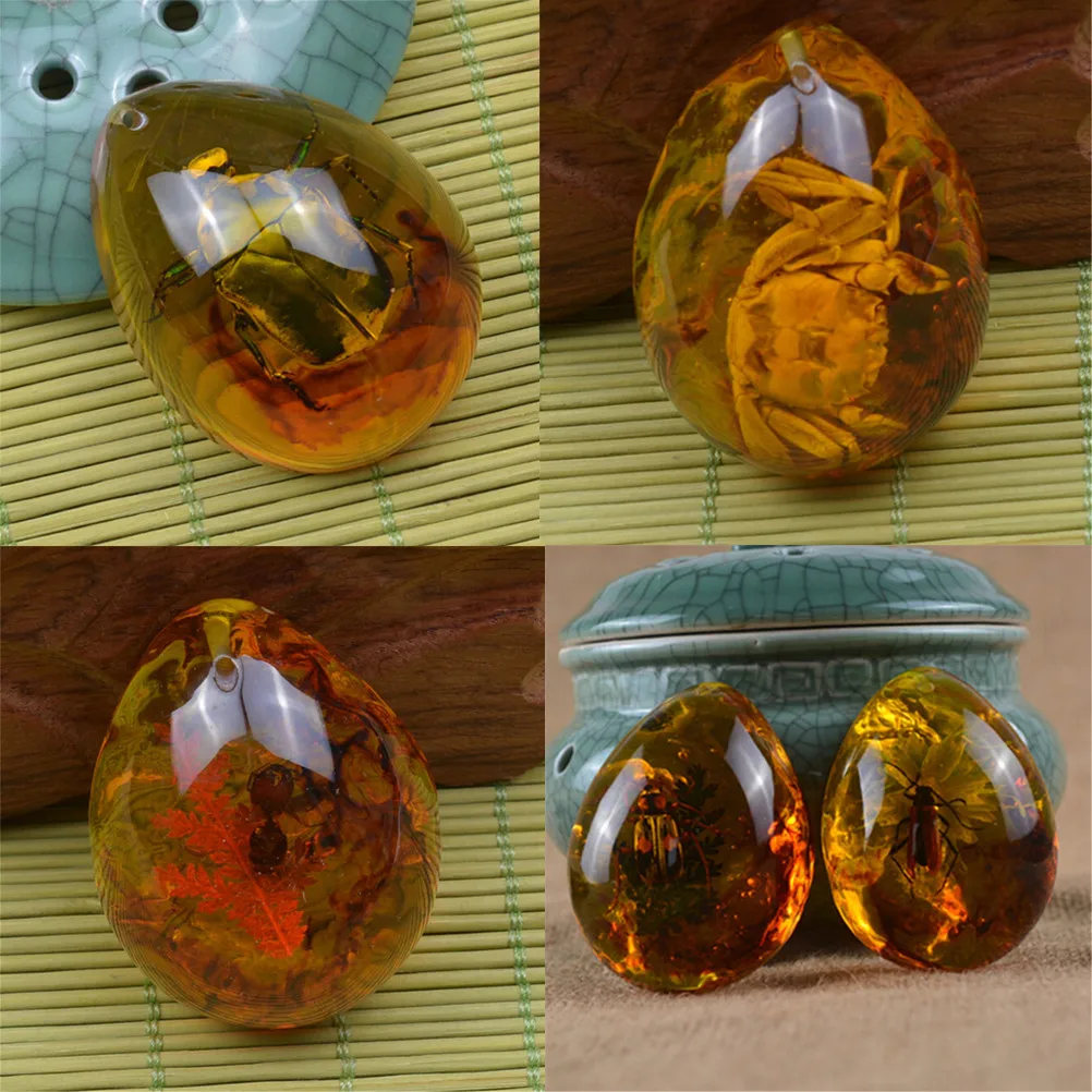 

Natural Insect Inclusion Amber Baltic Gemstone Pendant Fashion DIY Ornament Crafts Gift Necklace Sweater Decorations
