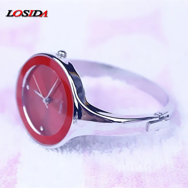 Losida брендовые Простые Женские королевские кварцевые наручные часы, женские знаменитые Роскошные брендовые кварцевые часы, Relogio Feminino Montre Femme - Цвет: Красный