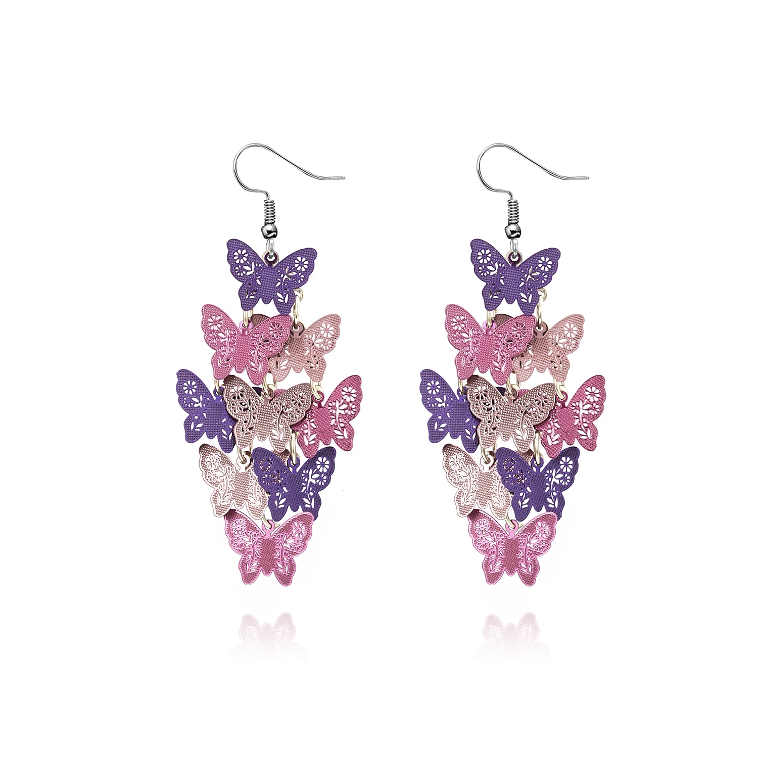 Sweet Clip on Earrings Handmade Crystal Beaed Street Style Boho Earring for Girls Women Light Pink