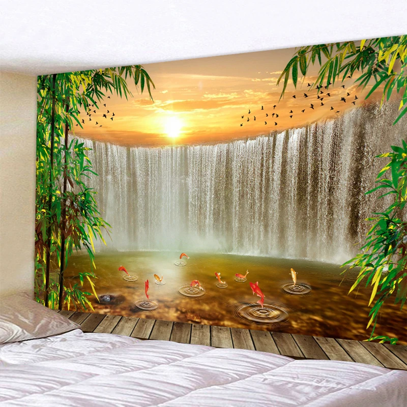 

Waterfall Landscape Tapestry Wall Hanging Decorative Wall Tapestries Art Wall Carpet Home Decor Boho Hippie Tapestry L59in
