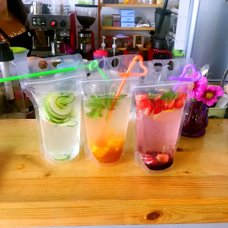 

50pcs 300-500ml Clear Plastic Drinking Packaging Pouch Beverage Juice Coffee Bag High Clear Summer Beverage Pouches