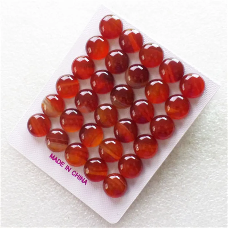 (30 шт./лот) оптовая продажа натуральный красный Агаты круглый кабошон 12x6 мм