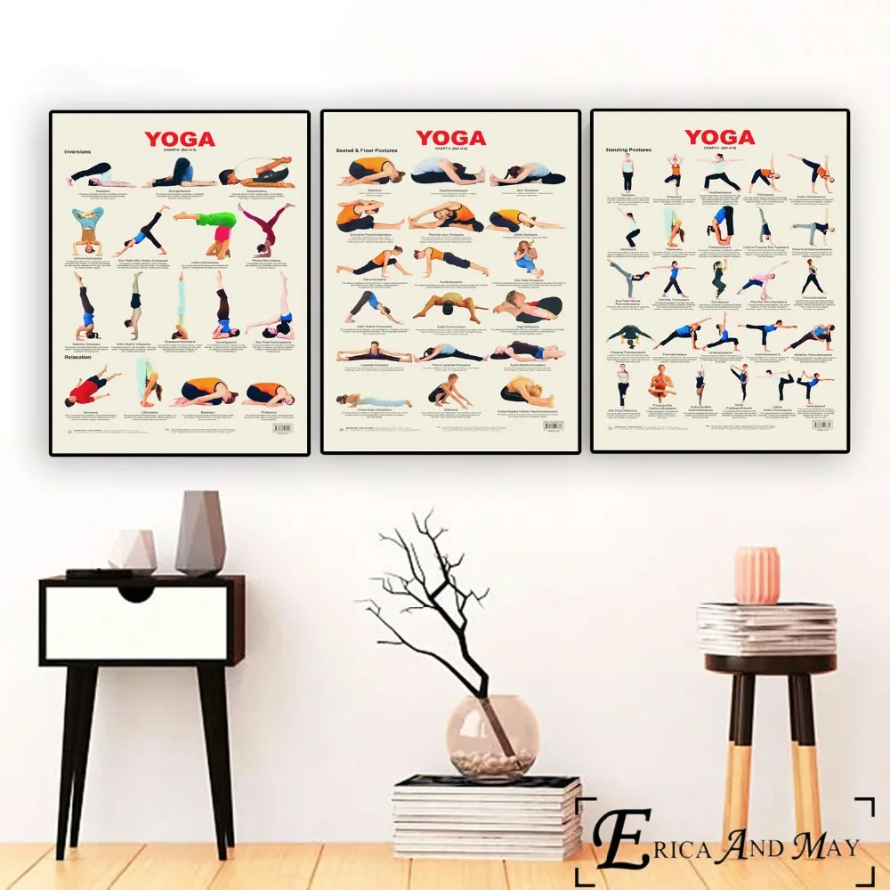 

Yoga Seated And Floor Postures Chart Canvas Prints Modern Painting Posters Wall Art Pictures For Living Room Decoration No Frame