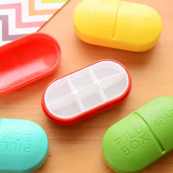 

Mini Pill Box Foldable Container Drug Tablet Storage Travel Case Holder Mini Cute Plastic Pill Box 6 Grids Medicine Case