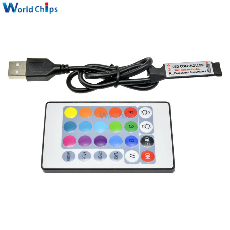 Светодиодная лента с USB 5 В 12 постоянного тока RGB ИК Радиочастотный пульт