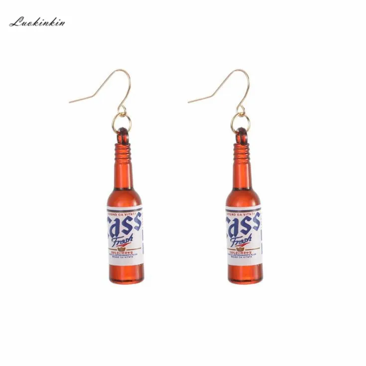 

new Simple personality fashion beer bottle creative style European and American earrings and women exaggerated dangle earrings