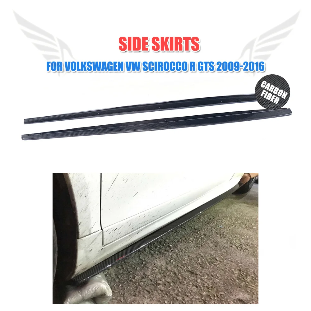 

2PCS/Set Side Skirts Bumper Underboard Extensions Lip for Volkswagen VW Scirocco R GTS 2009 - 2016 Carbon Fiber